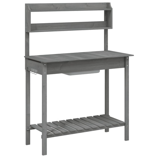 Potting Table with Sink Grey 147.5x44x139.5 cm Solid Wood Fir Potting Table with Sink Grey 147.5x44x139.5 cm Solid Wood Fir