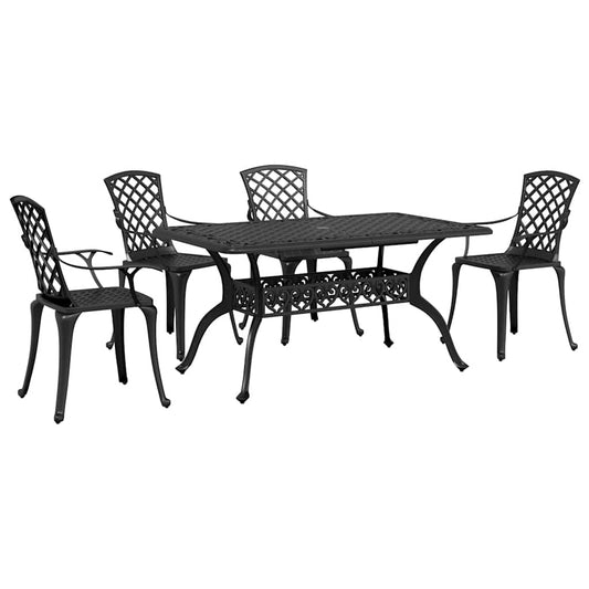 Garden Dining Set | Black | Cast Aluminium | 5 Piece Set | Rugged Garden Dining Set | Black | Cast Aluminium | 5 Piece Set | Rugged