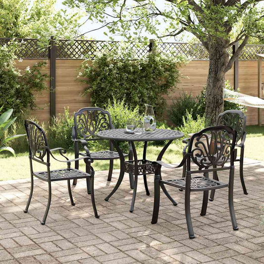 5 Piece Garden Dining Set Black Cast Aluminium 5 Piece Garden Dining Set Black Cast Aluminium