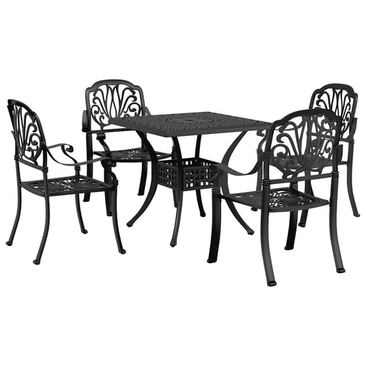 5 Piece Garden Dining Set Black Cast Aluminium 5 Piece Garden Dining Set Black Cast Aluminium