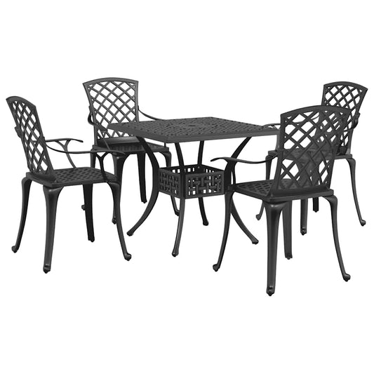 5 Piece Garden Dining Set Black Cast Aluminium 5 Piece Garden Dining Set Black Cast Aluminium