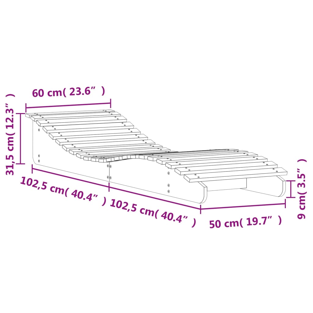 Sun Loungers 2 pcs White 205x60x31,5 cm Solid Wood Pine