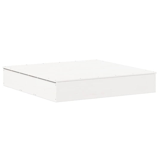 Sandpit with Cover White 111x111x19,5 cm Solid Wood Pine Sandpit with Cover White 111x111x19,5 cm Solid Wood Pine