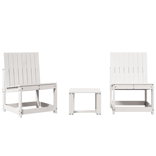 3 Piece Garden Lounge Set White Solid Wood Pine 3 Piece Garden Lounge Set White Solid Wood Pine