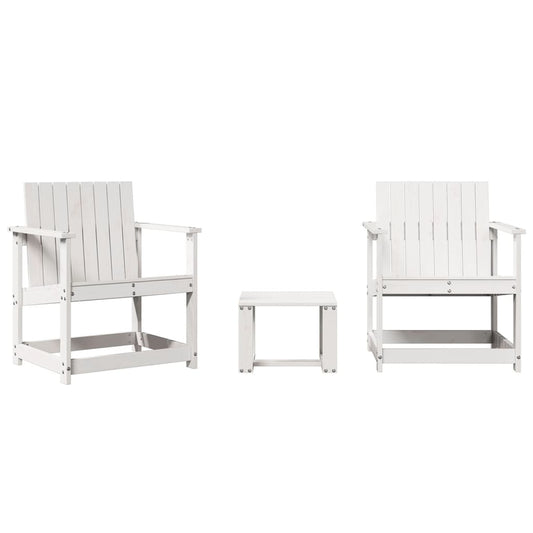 3 Piece Garden Lounge Set White Solid Wood Pine 3 Piece Garden Lounge Set White Solid Wood Pine