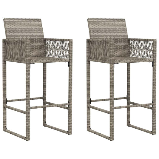 Garden Bar Stools 2 pcs Grey Poly Rattan Garden Bar Stools 2 pcs Grey Poly Rattan