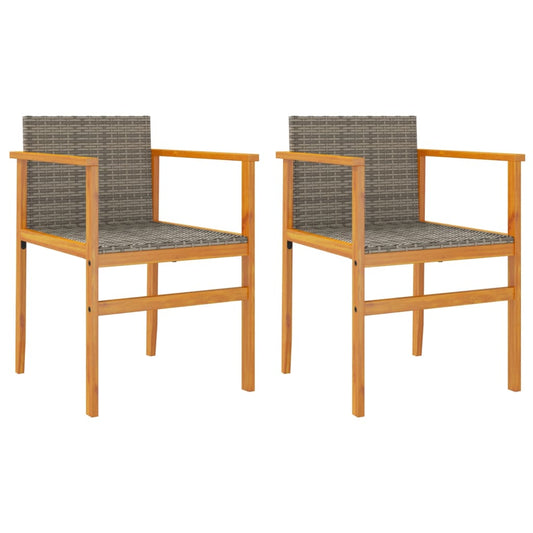 Garden Chairs 2 pcs Grey Poly Rattan&Solid Wood Garden Chairs 2 pcs Grey Poly Rattan&Solid Wood