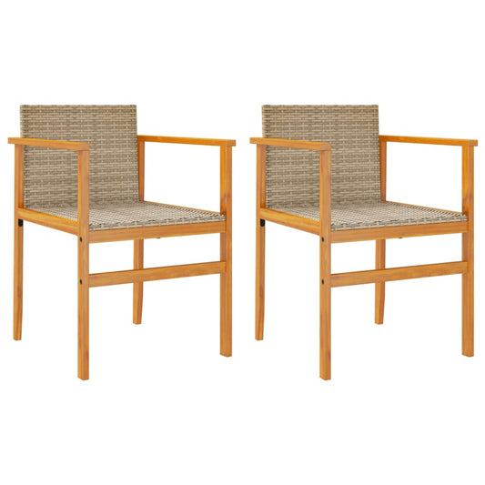 Garden Chairs with Cushions 2 pcs Beige Poly Rattan&Solid Wood Garden Chairs with Cushions 2 pcs Beige Poly Rattan&Solid Wood