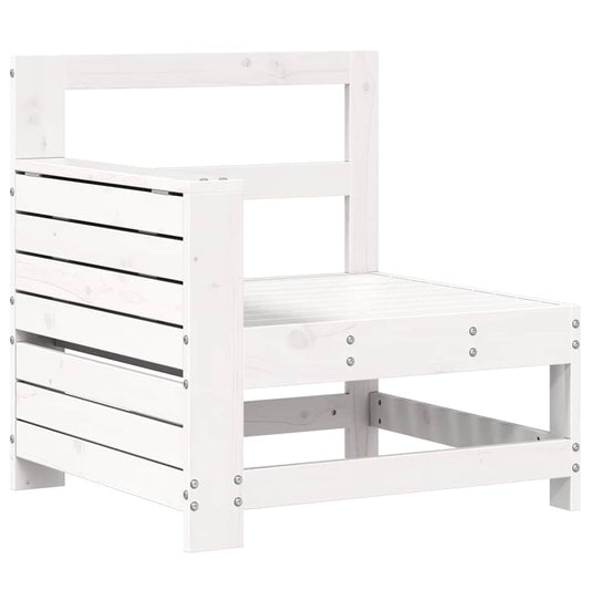 Garden Armrest Sofa with Side Table White Solid Wood Pine Garden Armrest Sofa with Side Table White Solid Wood Pine