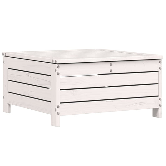Garden Footstool with Cushion White Solid Wood Pine Garden Footstool with Cushion White Solid Wood Pine