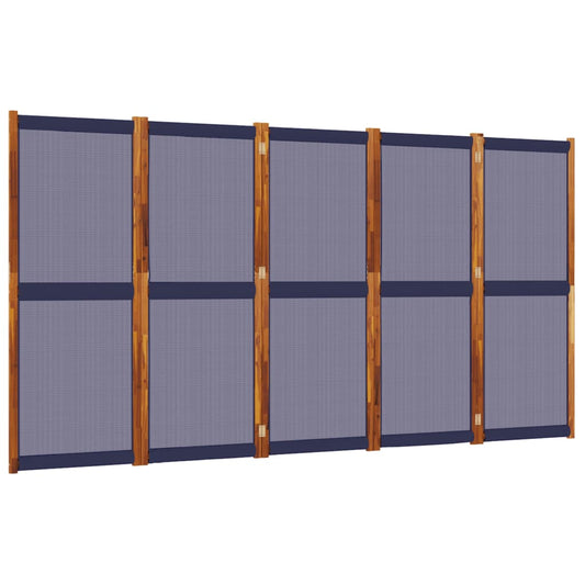 5-Panel Room Divider Dark Blue 350x180 cm 5-Panel Room Divider Dark Blue 350x180 cm