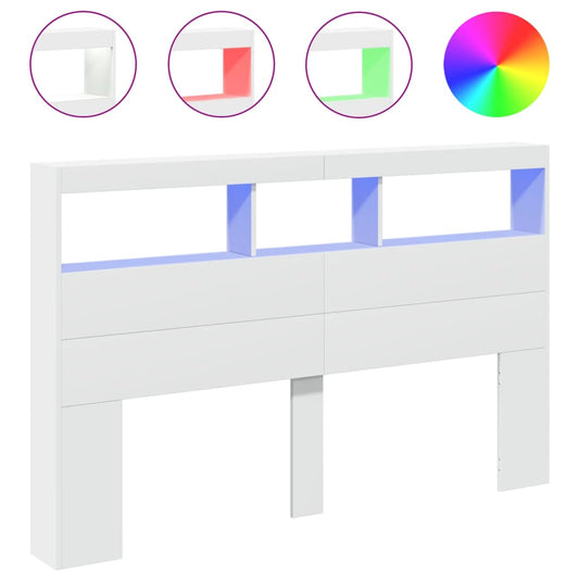 Headboard Cabinet with LED White 160x17x102 cm Headboard Cabinet with LED White 160x17x102 cm