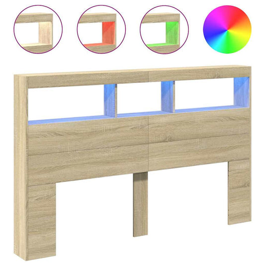 Headboard Cabinet with LED Sonoma Oak 160x17x102 cm Headboard Cabinet with LED Sonoma Oak 160x17x102 cm