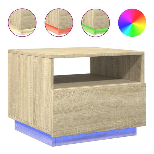 Coffee Table with LED Lights Sonoma Oak 50x49x40 cm Coffee Table with LED Lights Sonoma Oak 50x49x40 cm