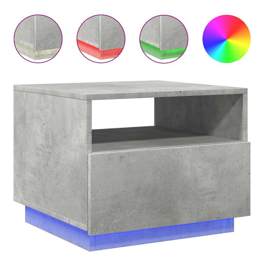 Coffee Table with LED Lights Concrete Grey 50x49x40 cm Coffee Table with LED Lights Concrete Grey 50x49x40 cm