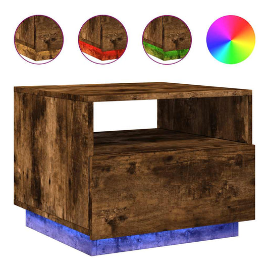 Coffee Table with LED Lights Smoked Oak 50x49x40 cm Coffee Table with LED Lights Smoked Oak 50x49x40 cm