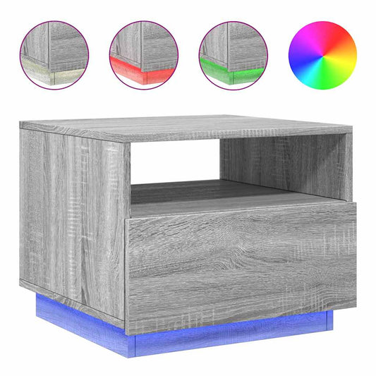 Coffee Table with LED Lights Grey Sonoma 50x49x40 cm Coffee Table with LED Lights Grey Sonoma 50x49x40 cm