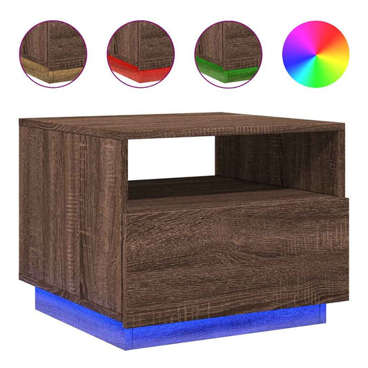 Coffee Table with LED Lights Brown Oak 50x49x40 cm Coffee Table with LED Lights Brown Oak 50x49x40 cm
