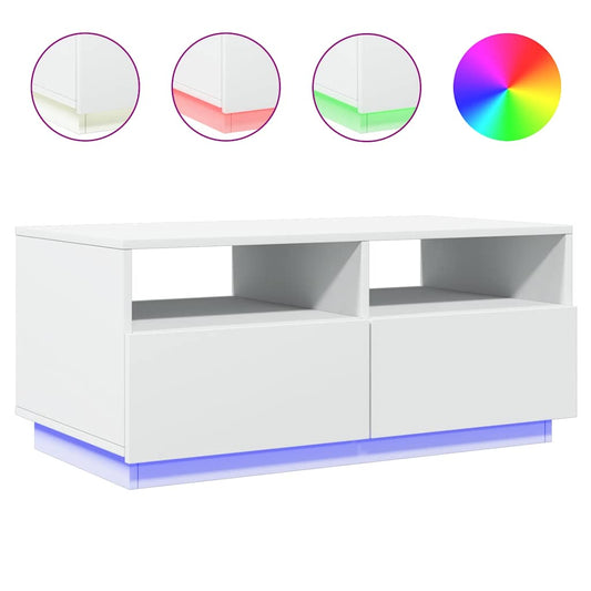 Coffee Table with LED Lights White 90x49x40 cm Coffee Table with LED Lights White 90x49x40 cm