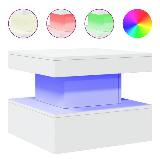 Coffee Table with LED Lights White 50x50x40 cm Coffee Table with LED Lights White 50x50x40 cm