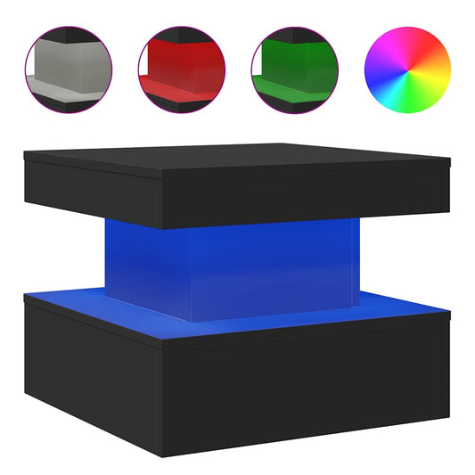 Coffee Table with LED Lights Black 50x50x40 cm Coffee Table with LED Lights Black 50x50x40 cm
