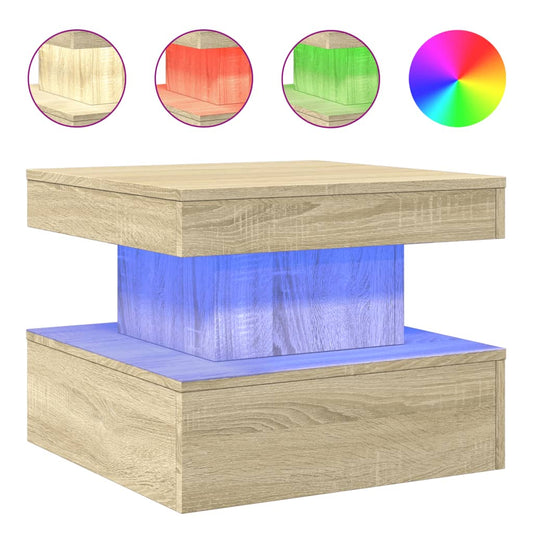 Coffee Table with LED Lights Sonoma Oak 50x50x40 cm Coffee Table with LED Lights Sonoma Oak 50x50x40 cm