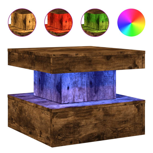 Coffee Table with LED Lights Smoked Oak 50x50x40 cm Coffee Table with LED Lights Smoked Oak 50x50x40 cm
