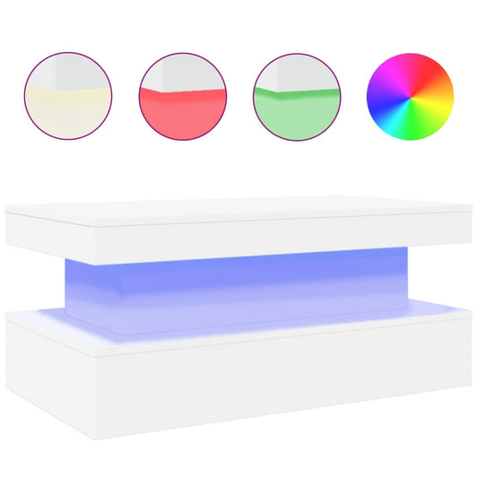 Coffee Table with LED Lights White 90x50x40 cm Coffee Table with LED Lights White 90x50x40 cm