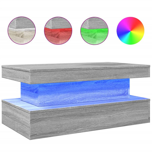 Coffee Table with LED Lights Grey Sonoma 90x50x40 cm Coffee Table with LED Lights Grey Sonoma 90x50x40 cm