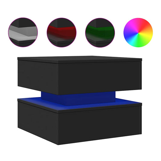 Coffee Table with LED Lights Black 50x50x40 cm Coffee Table with LED Lights Black 50x50x40 cm