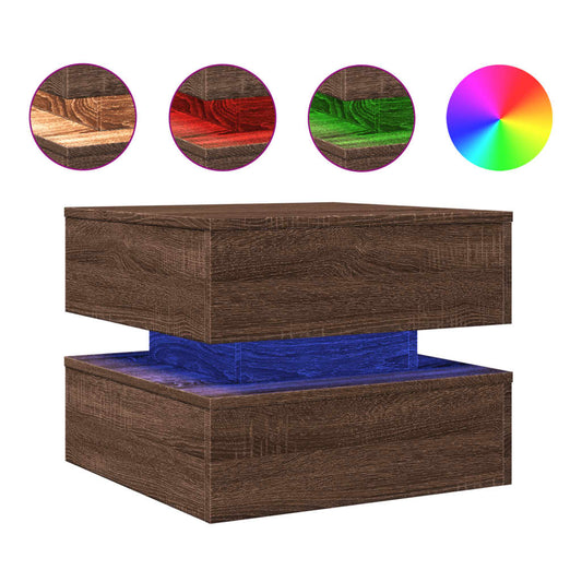 Coffee Table with LED Lights Brown Oak 50x50x40 cm Coffee Table with LED Lights Brown Oak 50x50x40 cm