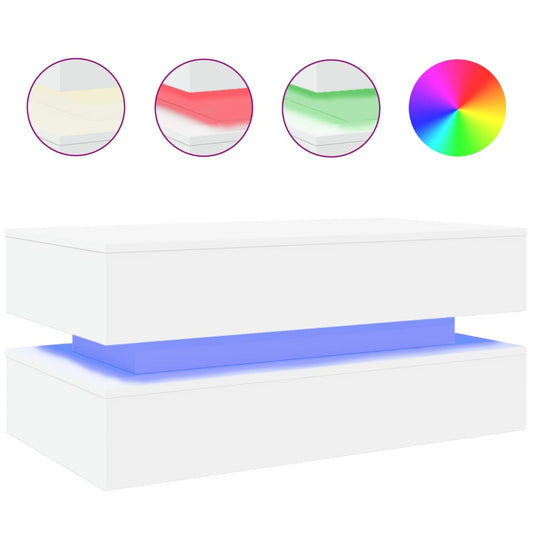 Coffee Table with LED Lights White 90x50x40 cm Coffee Table with LED Lights White 90x50x40 cm
