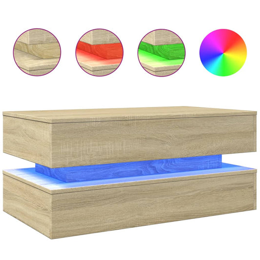 Coffee Table with LED Lights Sonoma Oak 90x50x40 cm Coffee Table with LED Lights Sonoma Oak 90x50x40 cm