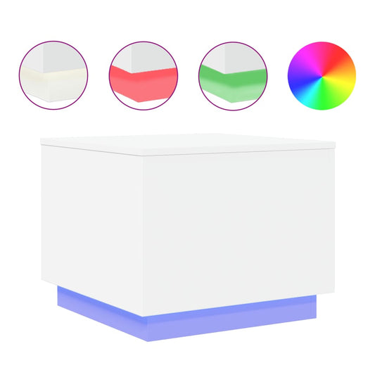 Coffee Table with LED Lights White 50x50x40 cm Coffee Table with LED Lights White 50x50x40 cm