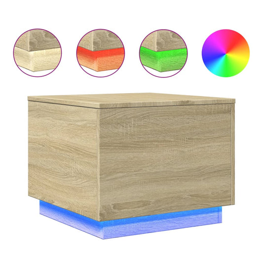 Coffee Table with LED Lights Sonoma Oak 50x50x40 cm Coffee Table with LED Lights Sonoma Oak 50x50x40 cm