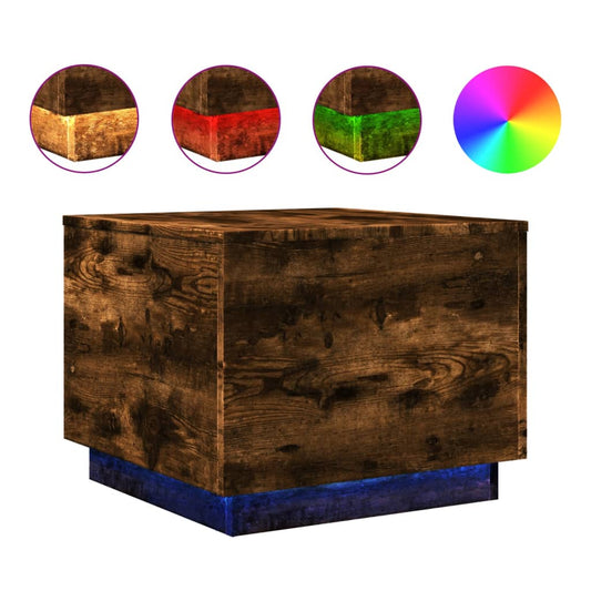 Coffee Table with LED Lights Smoked Oak 50x50x40 cm Coffee Table with LED Lights Smoked Oak 50x50x40 cm