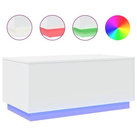 Coffee Table with LED Lights White 90x50x40 cm Coffee Table with LED Lights White 90x50x40 cm