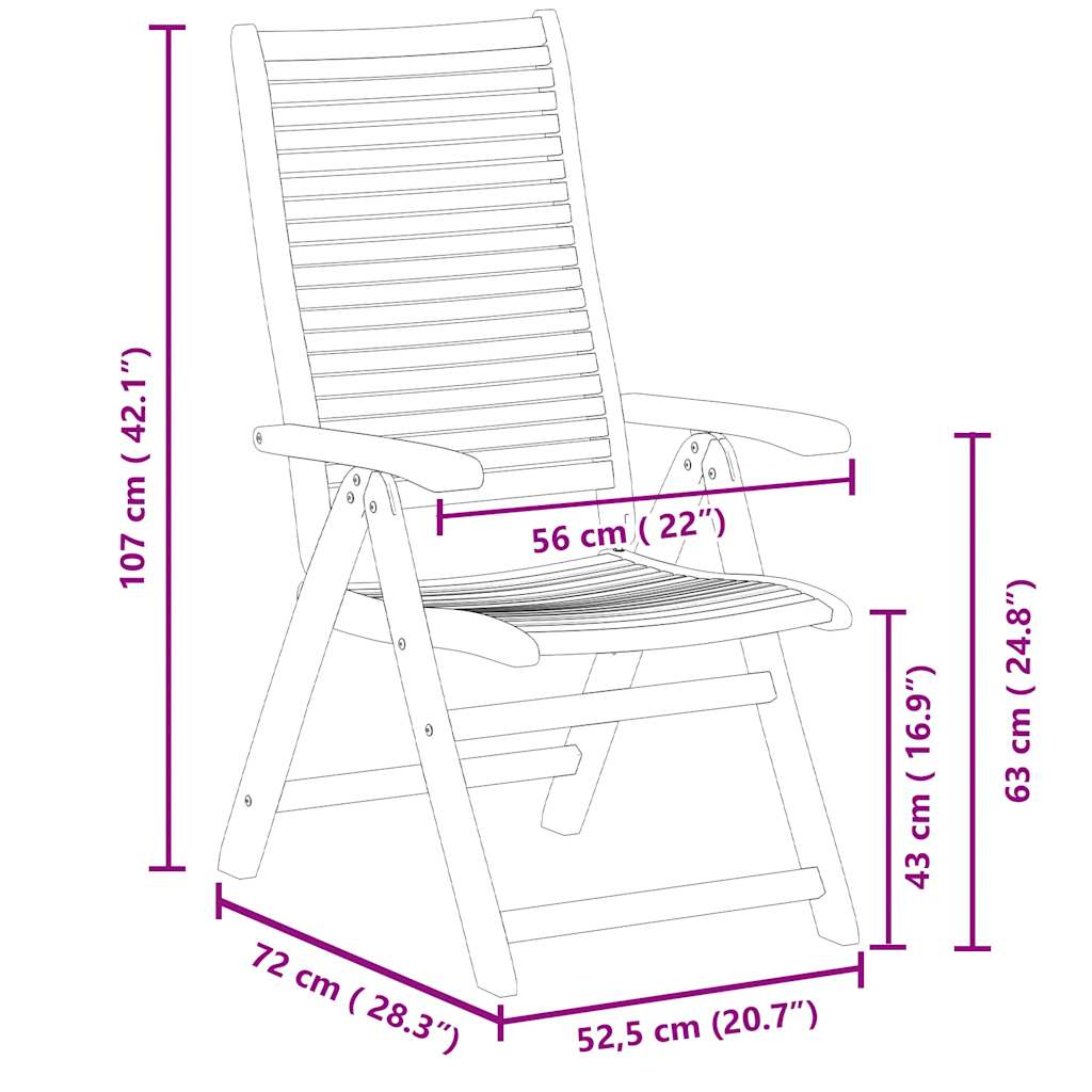 Reclining Folding Chairs 2 pcs Solid Wood Acacia