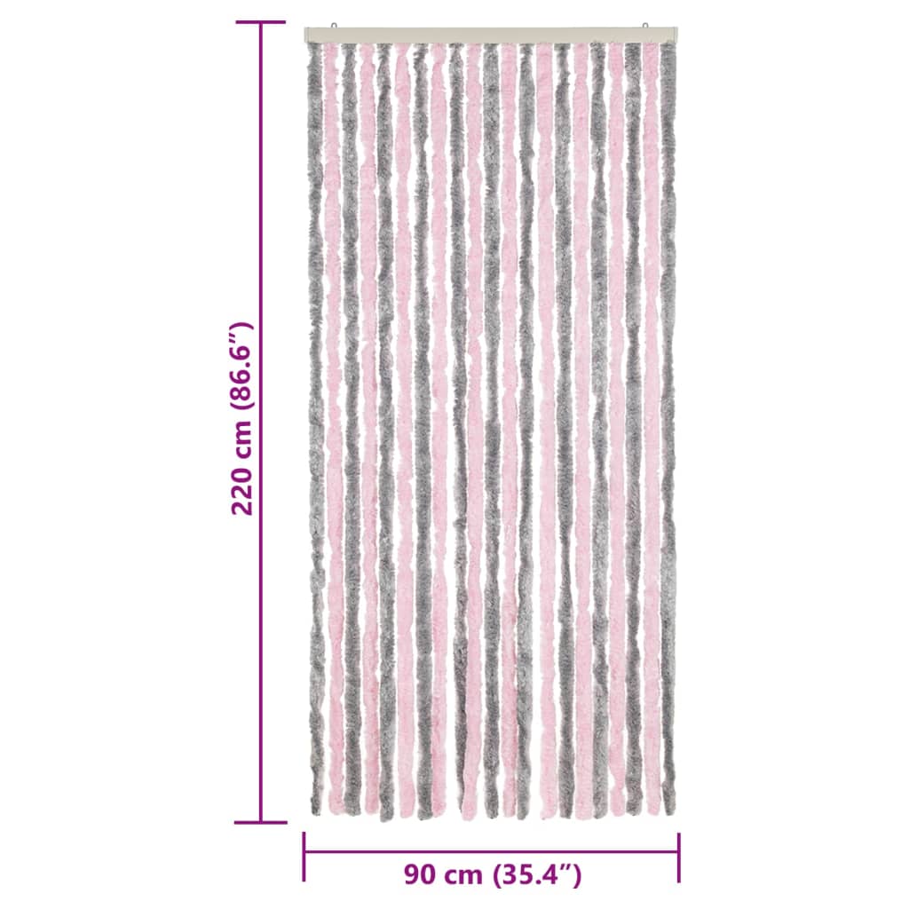 Fly Curtain Silver Grey and Pink 90x220 cm Chenille