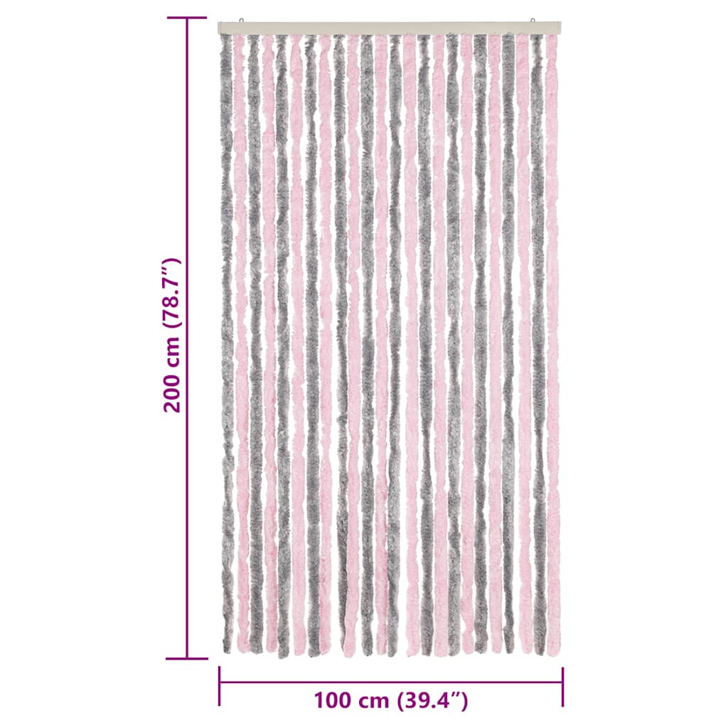 Fly Curtain Silver Grey and Pink 100x200 cm Chenille
