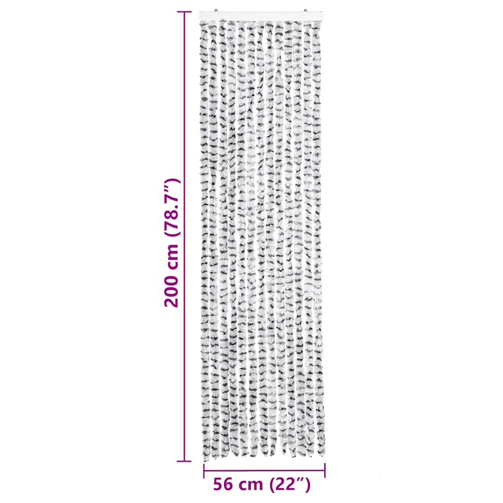 Fly Curtain Light Grey and Dark Grey 56x200 cm Chenille