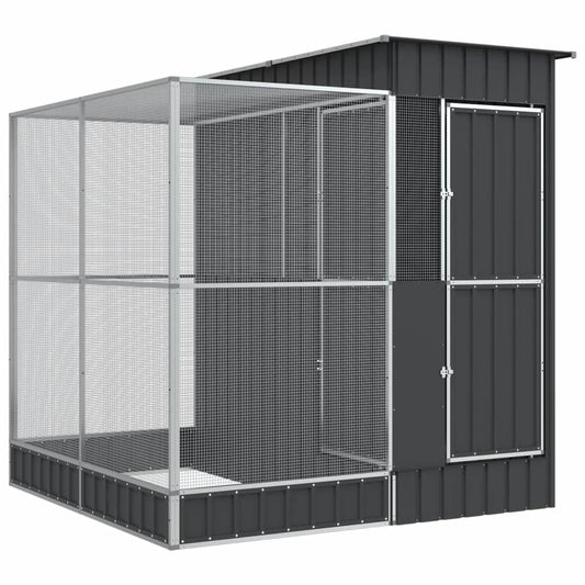 Aviary with Extension Silver 209x203x216 cm Steel Aviary with Extension Silver 209x203x216 cm Steel