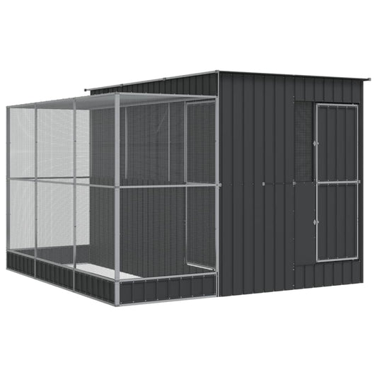 Aviary with Extension Silver 290x303x216 cm Steel Aviary with Extension Silver 290x303x216 cm Steel