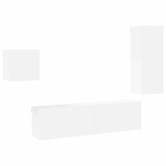 4 Piece TV Wall Units White Engineered Wood 4 Piece TV Wall Units White Engineered Wood