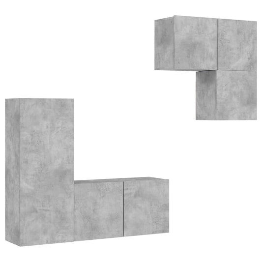 4 Piece TV Wall Units Concrete Grey Engineered Wood 4 Piece TV Wall Units Concrete Grey Engineered Wood