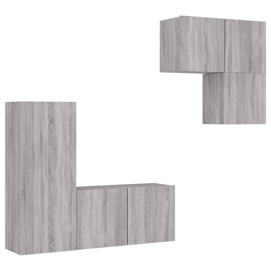4 Piece TV Wall Units Grey Sonoma Engineered Wood 4 Piece TV Wall Units Grey Sonoma Engineered Wood