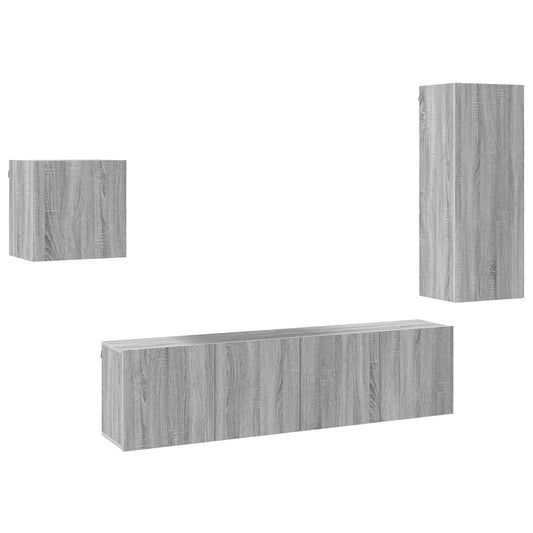 4 Piece TV Wall Units Grey Sonoma Engineered Wood 4 Piece TV Wall Units Grey Sonoma Engineered Wood