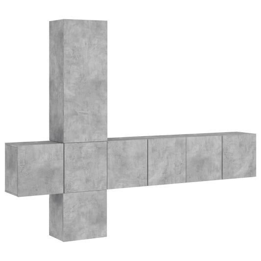 5 Piece TV Wall Units Concrete Grey Engineered Wood 5 Piece TV Wall Units Concrete Grey Engineered Wood