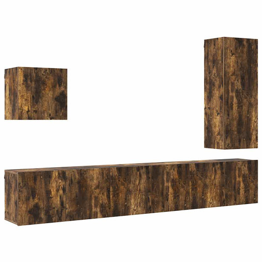 5 Piece TV Wall Units Smoked Oak Engineered Wood 5 Piece TV Wall Units Smoked Oak Engineered Wood