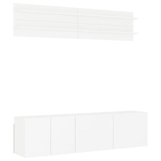 | TV Wall Units | Wall-mounted 6 pcs white Engineered wood | TV Wall Units | Wall-mounted 6 pcs white Engineered wood